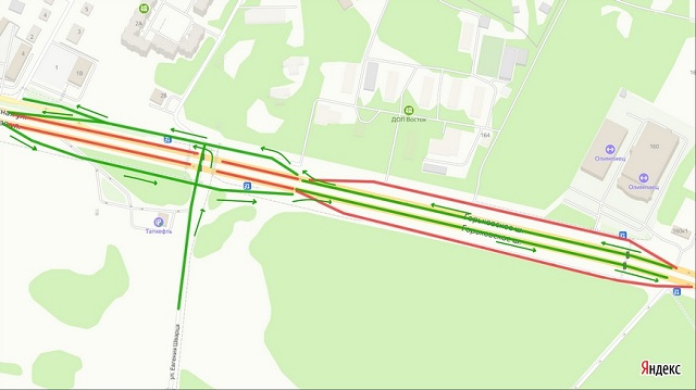 В Казани схему движения по Горьковскому шоссе изменили до 14 апреля 2023 года