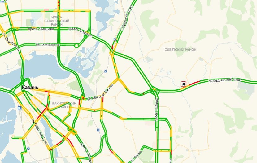 Два ДТП спровоцировали затор на Мамадышском тракте в Казани