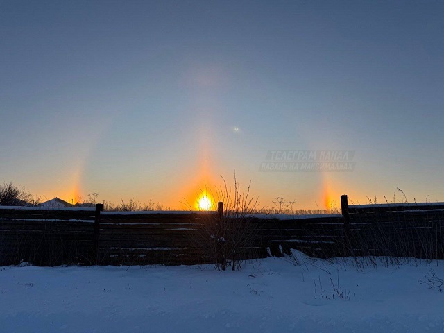 Морозное чудо: в Татарстане сняли на видео сияющее гало 