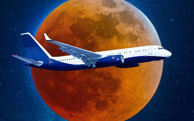Уникальный рейс к лунному затмению совершил казанский Ту-204