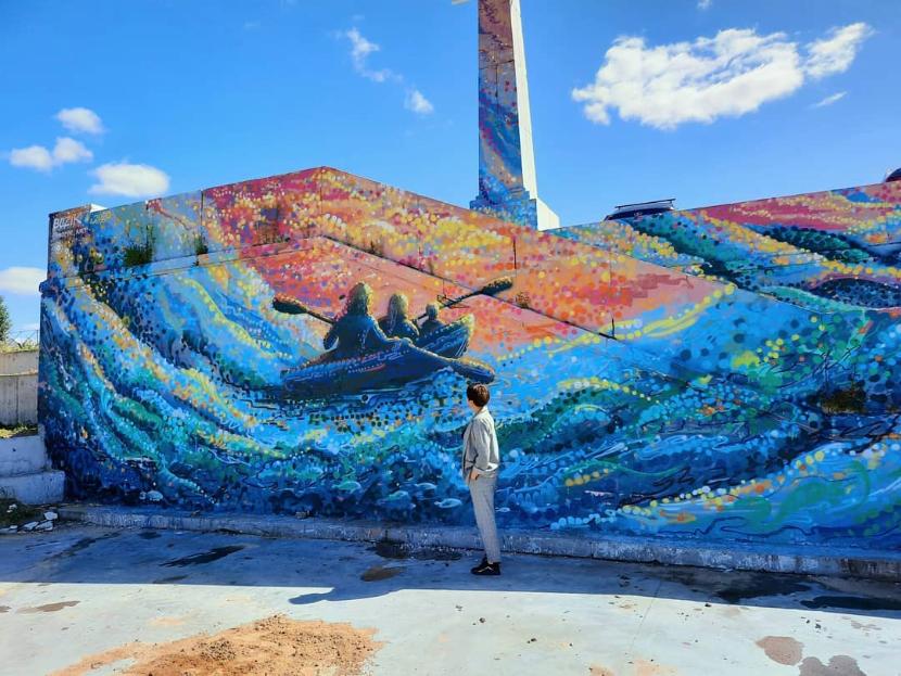 На набережной Казанки в Казани появилось новое граффити