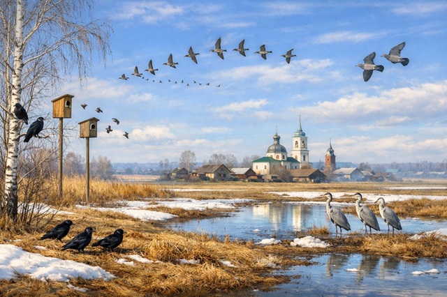 Весна на крыльях: вслед за грачами в Татарстан прилетели вяхири, скворцы и цапли