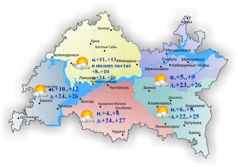 В ближайшие сутки температура в Татарстане вырастет до 27 градусов