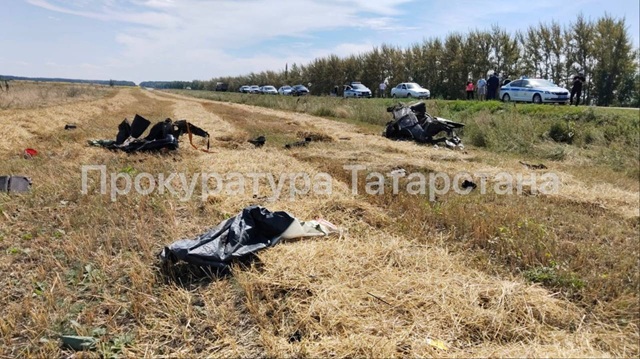 Два пассажира ВАЗа погибли в лобовом ДТП в Татарстане: авто разорвало на куски