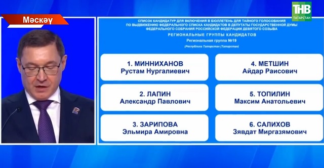 “Бердәм Россия” съездында Татарстаннан кандидатлар исемлеге игълан ителде