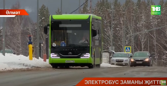 Әлмәт урамнарында яңа транспорт - электробуслар йөри башлады