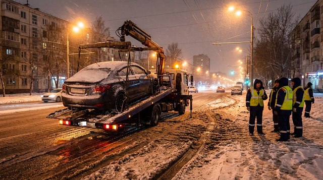 Казанда парковка өчен тыелган урыннарда калдырылган автомобильләрне алып китәләр