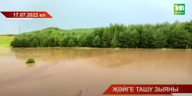 Теләченең ике авылында коеп яуган яңгыр зур зыян сала - видео
