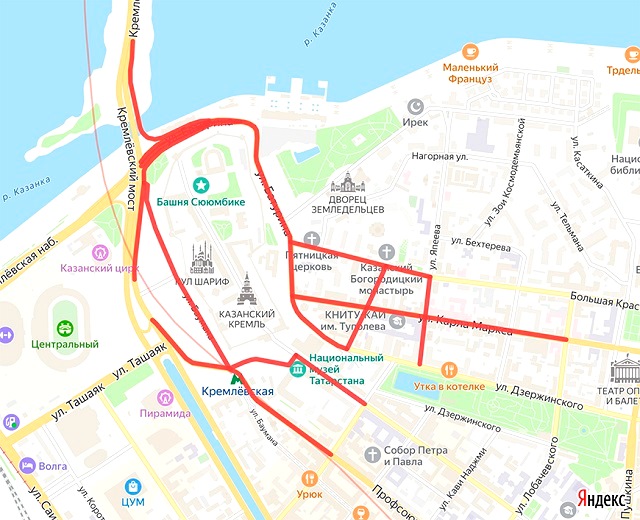 4 ноября из-за крестного хода ограничат движение в центре Казани