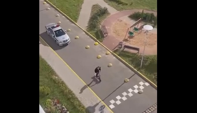 Полицейские на машине не смогли догнать электросамокатчика - видео