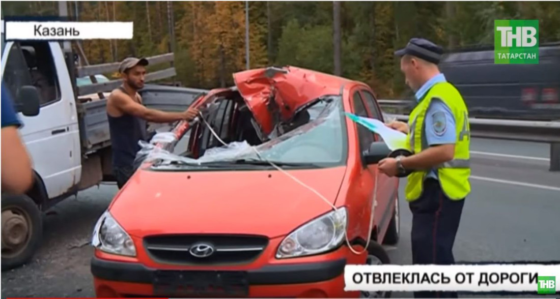 В Казани автоледи на Hyundai Getz врезалась в "Газель" (ВИДЕО)