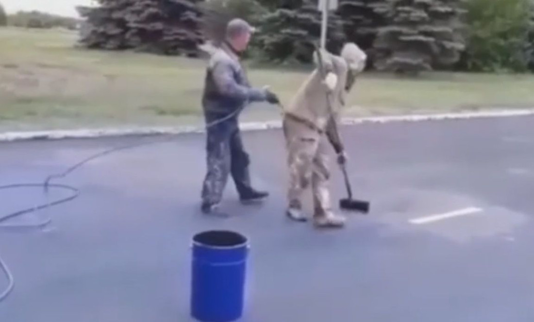 В Челнах к приезду Мишустина покрасили асфальт – видео